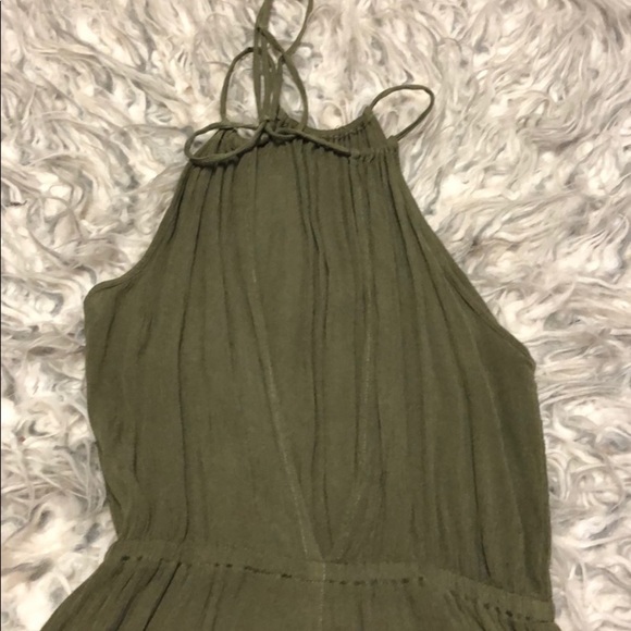 Army Green Romper with Keyhole Back - Picture 3 of 3